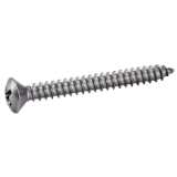 Reference 62412 - Raised countersunk head tapping screw form C cross recess "phillips" DIN 7983 - Stainless steel A2