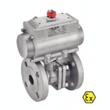 Model 50311 - 2 pieces ball valve with ISO flanges (58269) with stainless steel pneumatic actuator (50802)