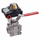 Modèle 58463D - 3 pieces ball valve with O/C position sensing - female / female BSP - full bore - lockable handle - stainless steel 316