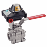 Modèle 58471D - 3 pieces ball valve with O/C position sensing - socket welding - full bore - lockable handle - stainless steel 316