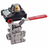 Modèle 58472D - 3 pieces ball valve with O/C position sensing - butt welding - full bore - lockable handle - stainless steel 316