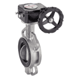 Modèle 58423V - Butterfly valve with locating holes and handweel gear reducer - CF8M stainless steel body and butterfly - FKM gasket