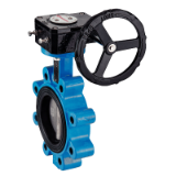 Model 58453V - Butterfly valve with threaded holes and handweel gear reducer - GJS500-7 cast iron body - CF8M stainless steel butterfly - FKM gasket