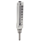 Model 7331 - Straight industrial glass thermometer - male BSPP connector - Stainless steel 316L - Brass
