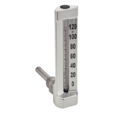 Model 7332 - Square shaped industrial glass thermometer - male BSPP connector - Stainless steel 316L - Brass