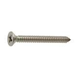 Reference 62408 - Raised countersunk head tapping screw form C cross recess pozidrive DIN 7982 - Stainless steel A2