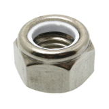 Referencia 43390ZNNI - Tuerca hexagonal autobloquante a anillo non metalico nylstop type P10 - NFE 25409 - ISO 7040 - Acero calidad 10 zincado blanco nickel