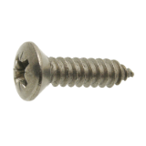 Model 64411 - Raised countersunk head tapping screw form C cross recess pozidrive - ISO 7051 DIN 7983 - Stainless steel A4