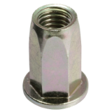 Model 19774 - Rivkle® blind nut with Hexagon shaft and flat head - Passivated zinc plated 400 HSST